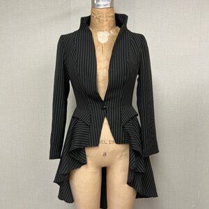 NWOT Deadstock 2000s Pinstriped High Low Blazer Jacket Size 38 Medium